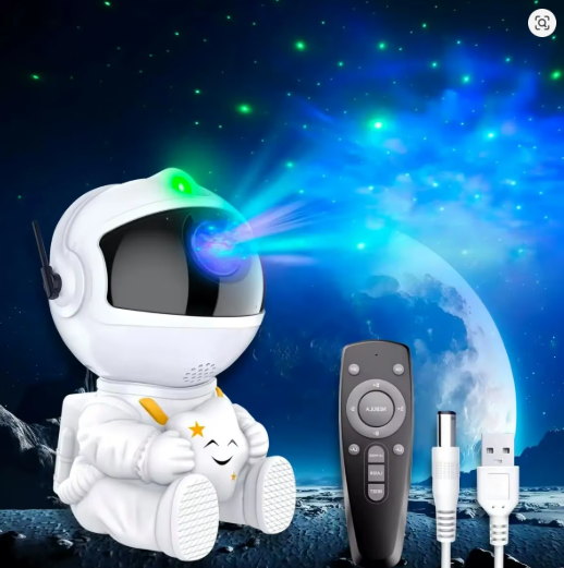 Proyector Astronauta De Galaxia Nebulosa Decorativo Led Estructura Blanco
