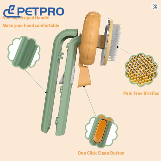 Cepillo Peine Quita Pelo Masajeador Para Mascotas Calabaza