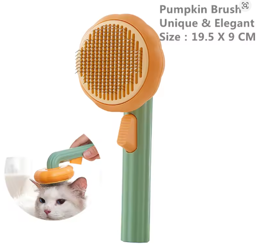 Cepillo Peine Quita Pelo Masajeador Para Mascotas Calabaza
