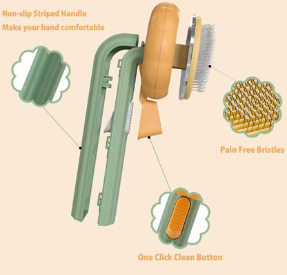 Cepillo Peine Quita Pelo Masajeador Para Mascotas Calabaza